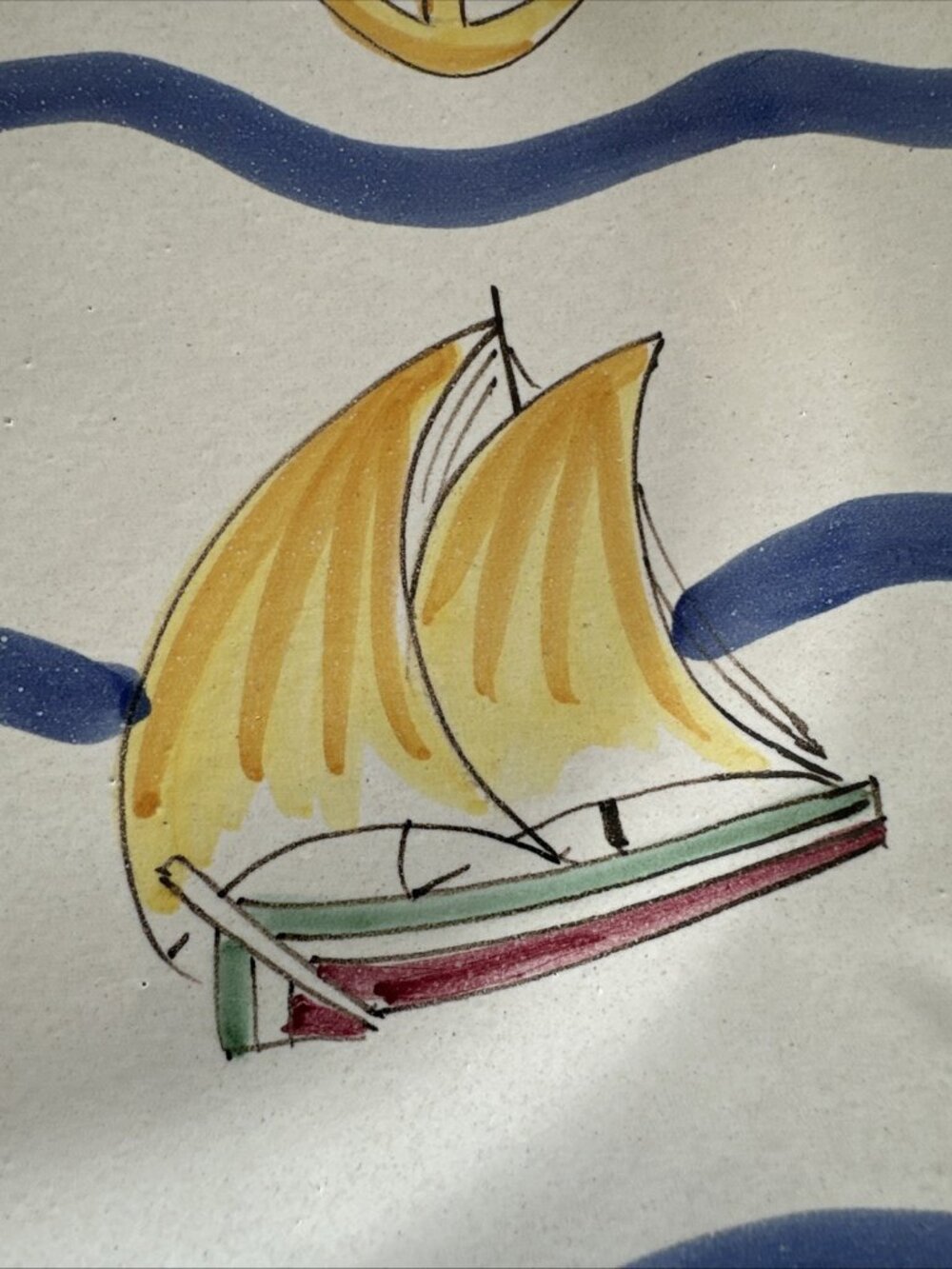 Vietri CAPRI Solimene Sailboats & Anchors Nautical 11.5" Dinner Plate Italy - Picture 2 of 10